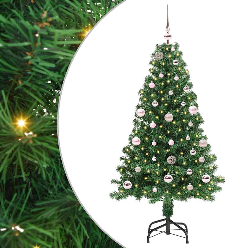 Mű karácsonyfa 150 LED-del Zöld 150 cm PVC és Acél és Műanyag