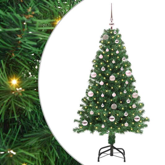 Mű karácsonyfa 150 LED-del Zöld 150 cm PVC és Acél és Műanyag