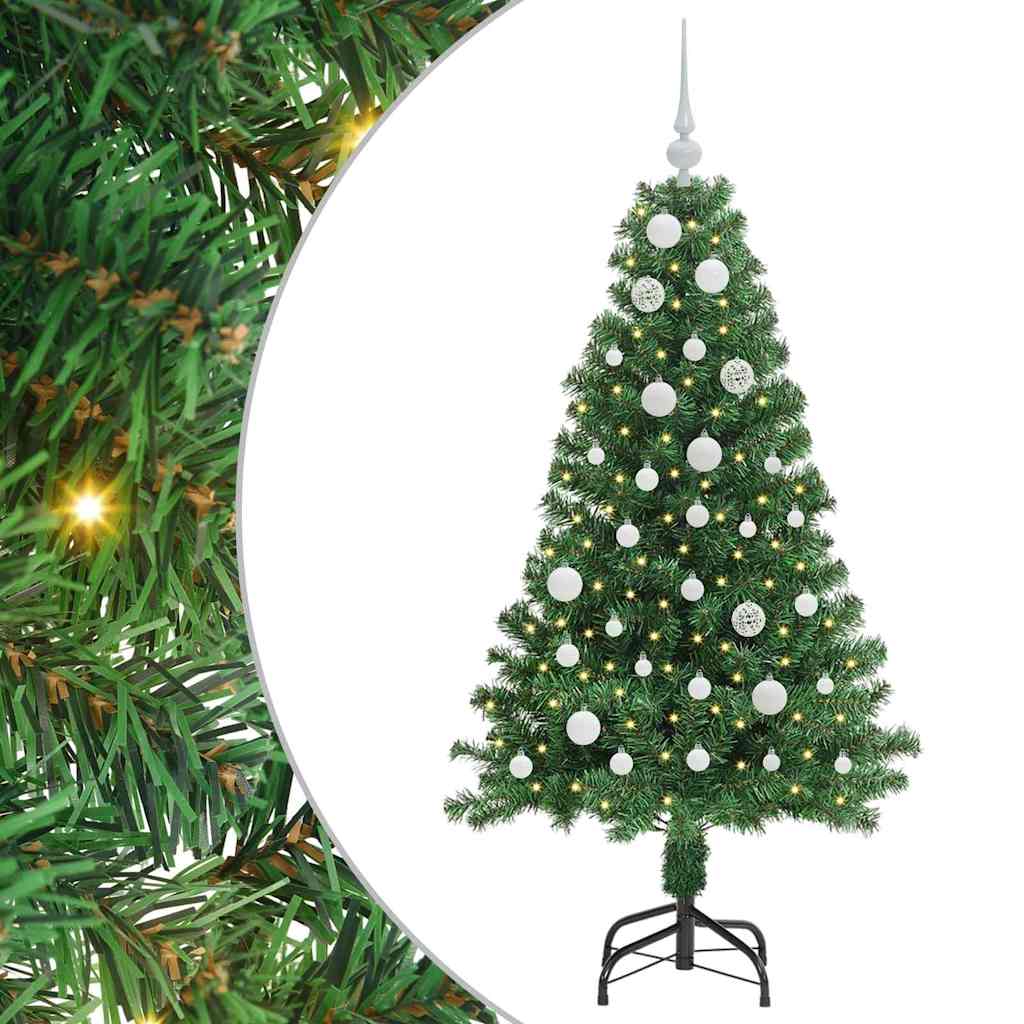 Mű karácsonyfa 150 LED-del Zöld 150 cm PVC és Acél és Műanyag
