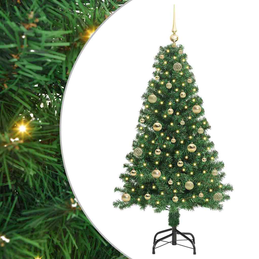Mű karácsonyfa 150 LED-del Zöld 150 cm PVC és Acél és Műanyag