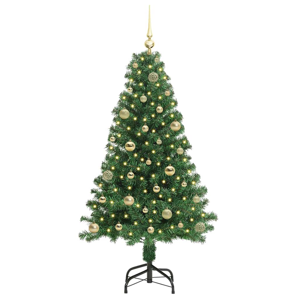Mű karácsonyfa 150 LED-del Zöld 150 cm PVC és Acél és Műanyag