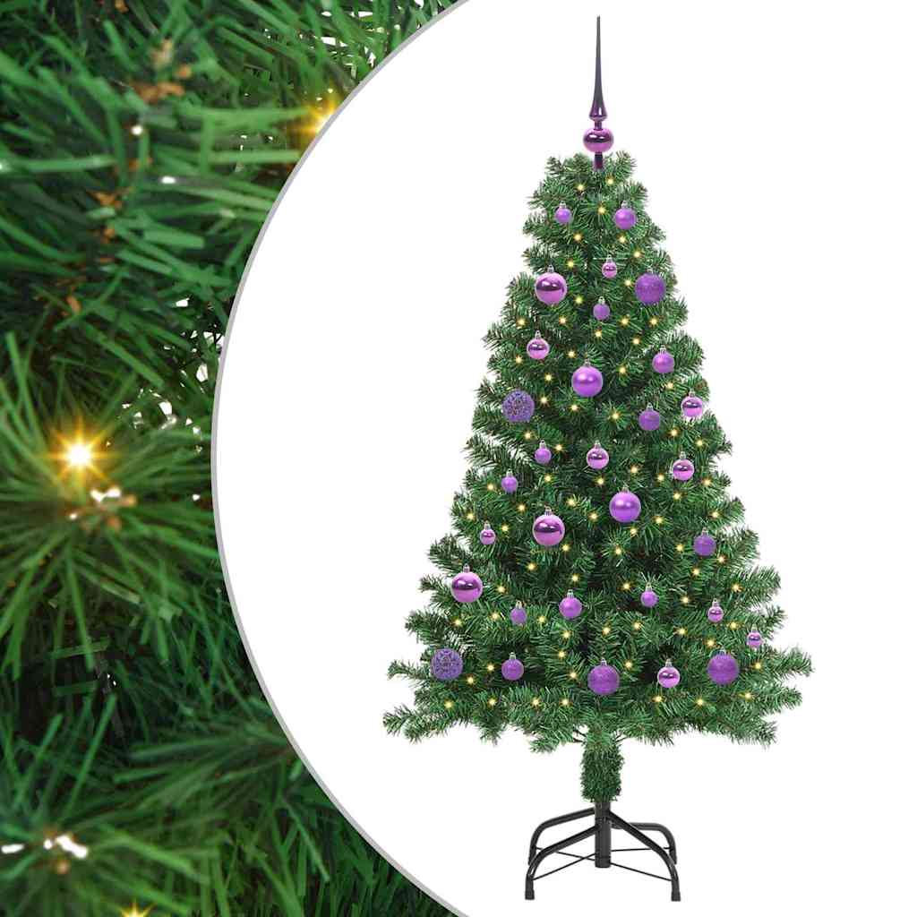 Mű karácsonyfa 150 LED-del Zöld 150 cm PVC és Acél és Műanyag