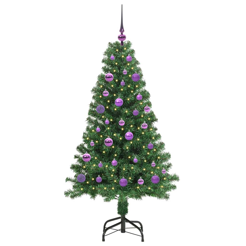 Mű karácsonyfa 150 LED-del Zöld 150 cm PVC és Acél és Műanyag
