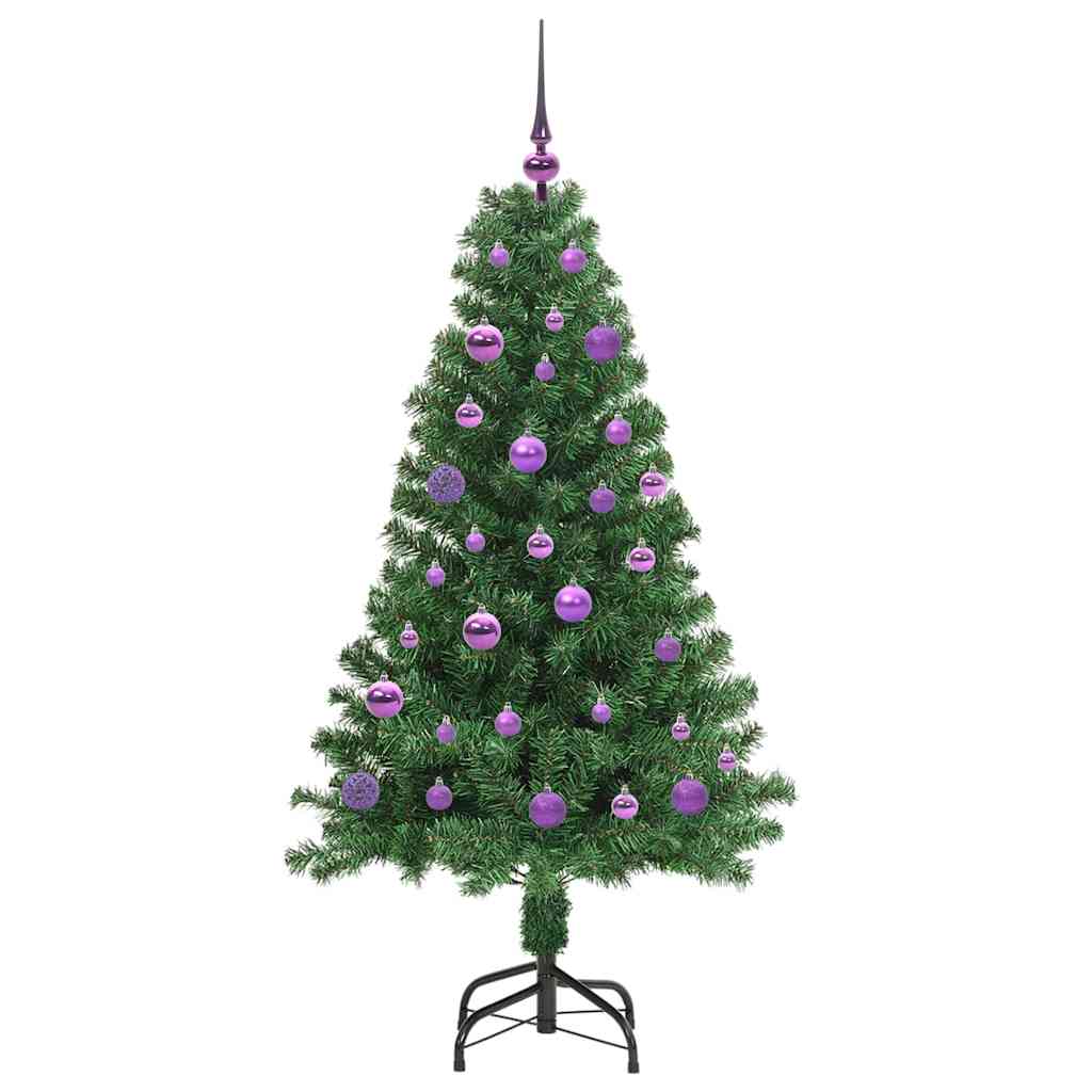 Mű karácsonyfa 150 LED-del Zöld 150 cm PVC és Acél és Műanyag