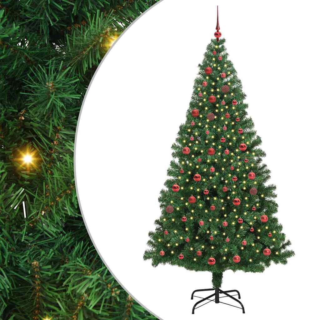 Mű karácsonyfa 300 LED-del Zöld 210 cm PVC és Acél és Műanyag