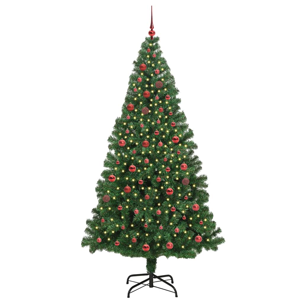 Mű karácsonyfa 300 LED-del Zöld 210 cm PVC és Acél és Műanyag
