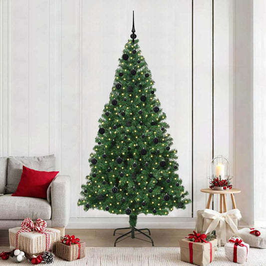 Mű karácsonyfa 300 LED-del Zöld 210 cm PVC és Acél és Műanyag