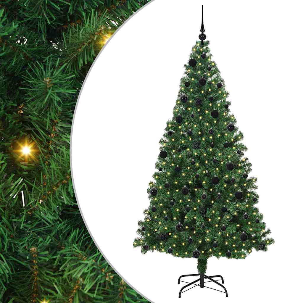 Mű karácsonyfa 300 LED-del Zöld 210 cm PVC és Acél és Műanyag