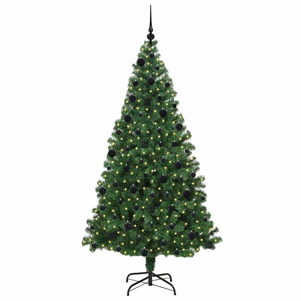 Mű karácsonyfa 300 LED-del Zöld 210 cm PVC és Acél és Műanyag