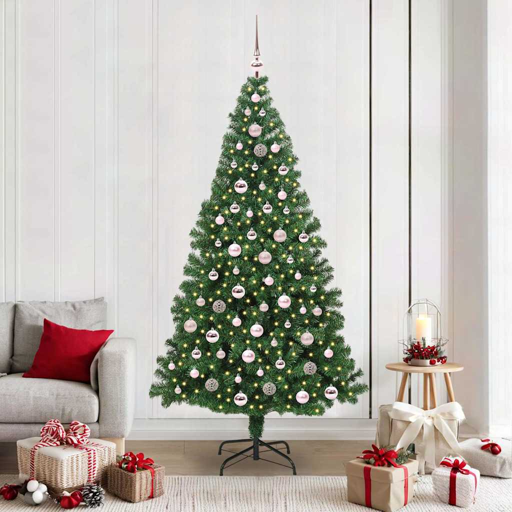 Mű karácsonyfa 300 LED-del Zöld 210 cm PVC és Acél és Műanyag