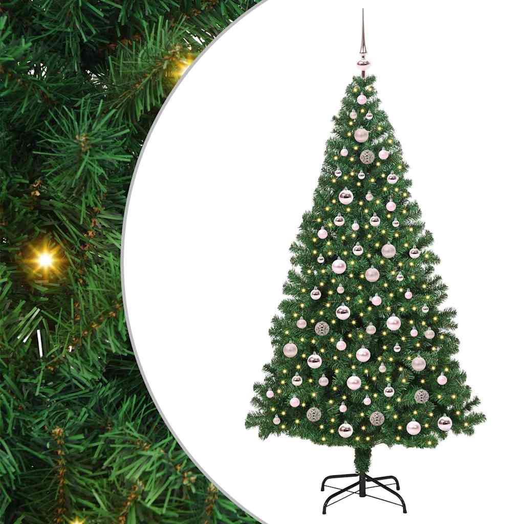Mű karácsonyfa 300 LED-del Zöld 210 cm PVC és Acél és Műanyag