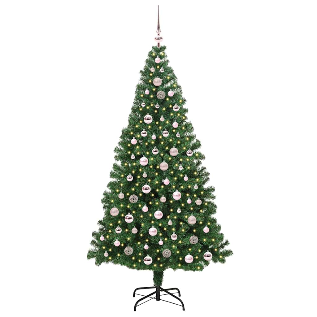 Mű karácsonyfa 300 LED-del Zöld 210 cm PVC és Acél és Műanyag