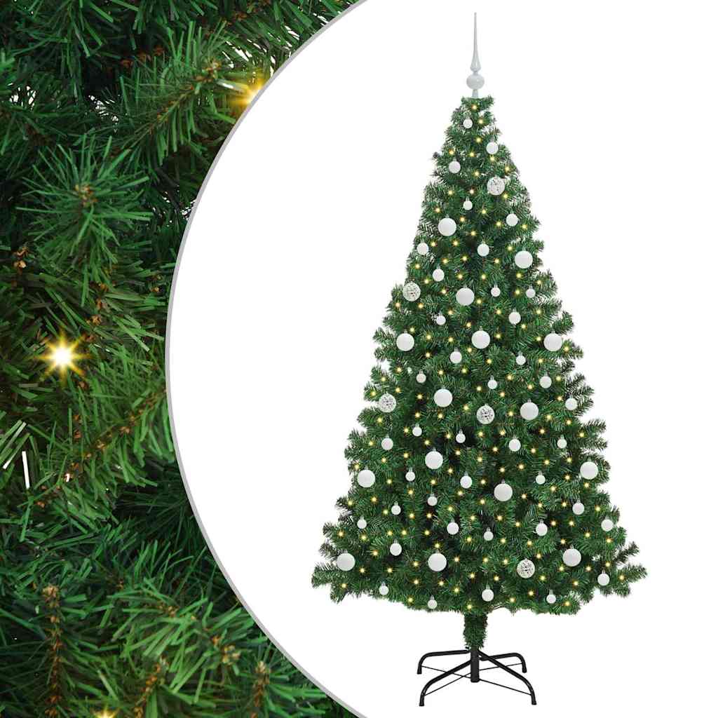 Mű karácsonyfa 300 LED-del Zöld 210 cm PVC és Acél és Műanyag