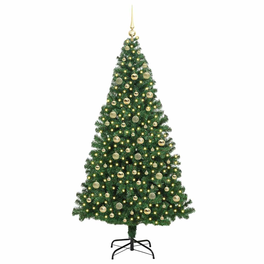 Mű karácsonyfa 300 LED-del Zöld 210 cm PVC és Acél és Műanyag