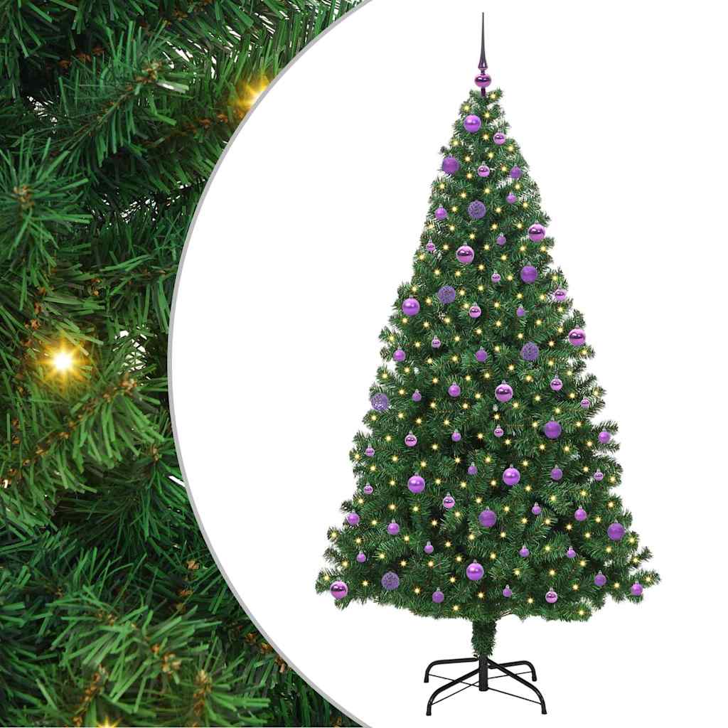 Mű karácsonyfa 300 LED-del Zöld 210 cm PVC és Acél és Műanyag