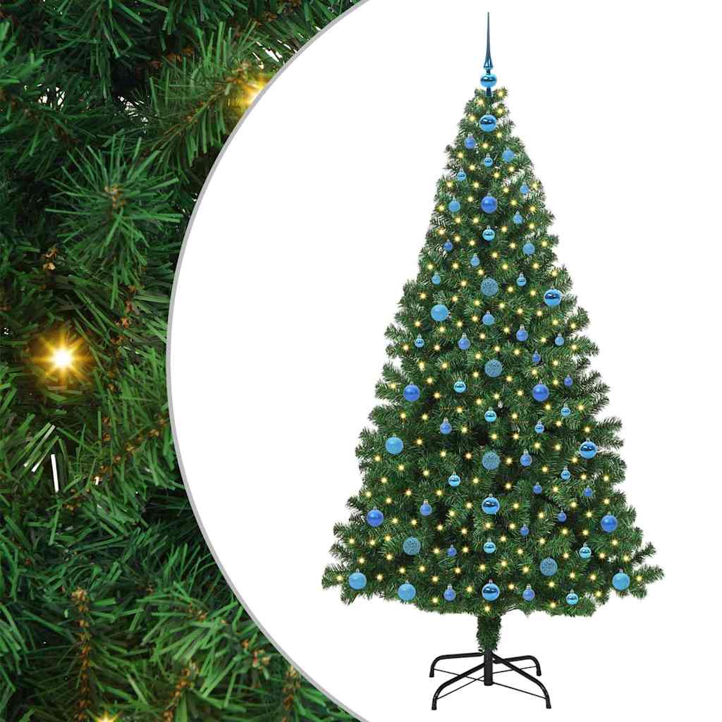 Mű karácsonyfa 300 LED-del Zöld 210 cm PVC és Acél és Műanyag