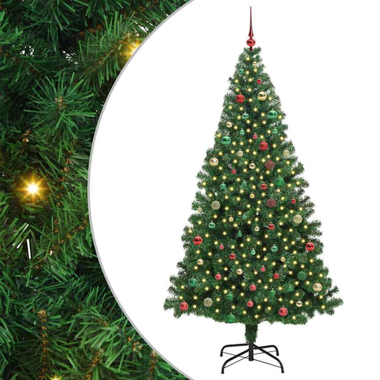 Mű karácsonyfa 300 LED-del Zöld 210 cm PVC és Acél és Műanyag