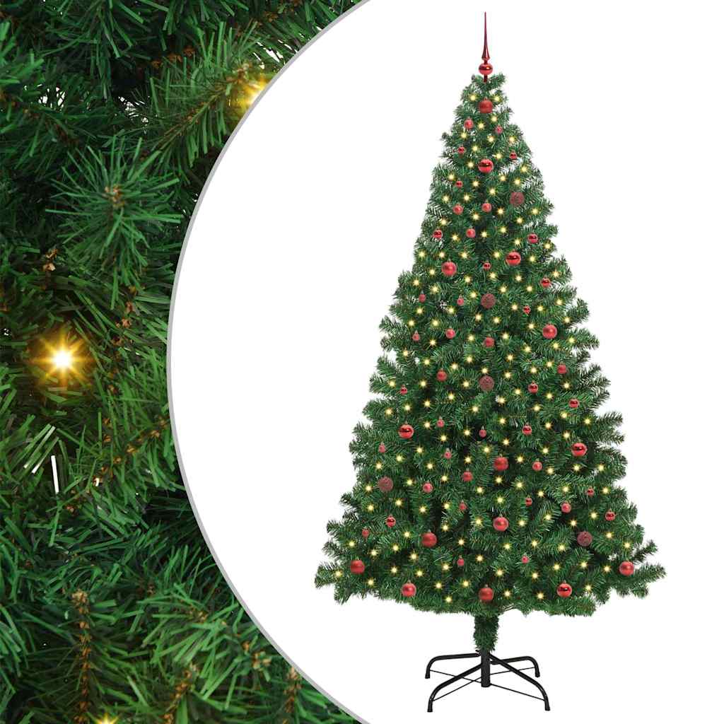 Mű karácsonyfa 300 LED-del Zöld 240 cm PVC és Acél és Műanyag