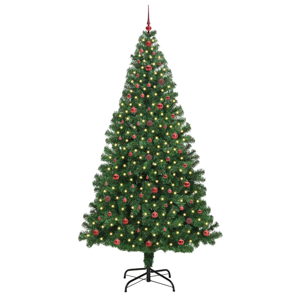 Mű karácsonyfa 300 LED-del Zöld 240 cm PVC és Acél és Műanyag