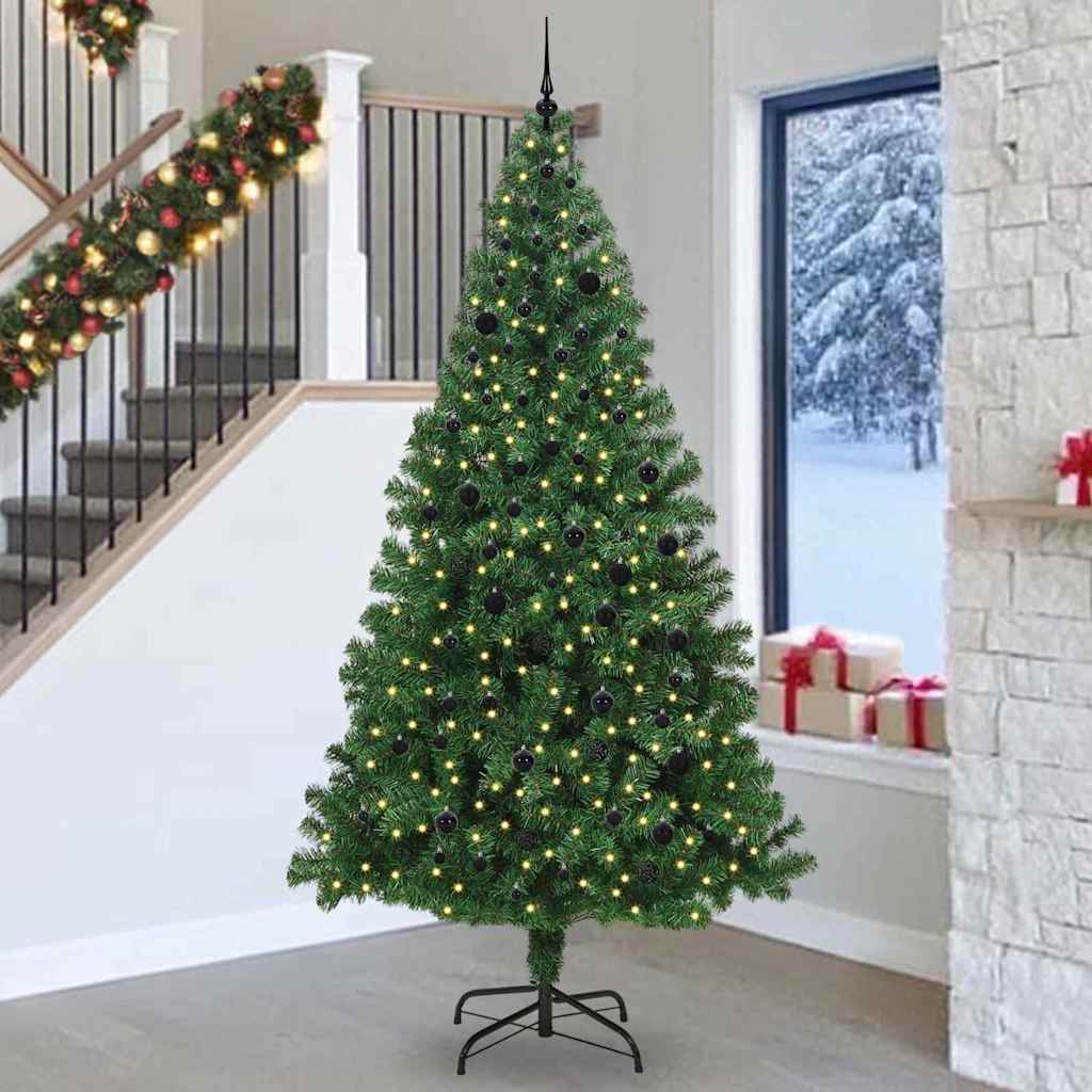 Mű karácsonyfa 300 LED-del Zöld 240 cm PVC és Acél és Műanyag