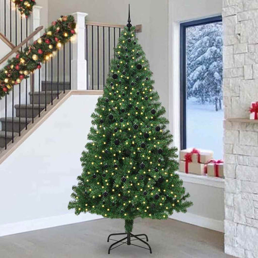 Mű karácsonyfa 300 LED-del Zöld 240 cm PVC és Acél és Műanyag