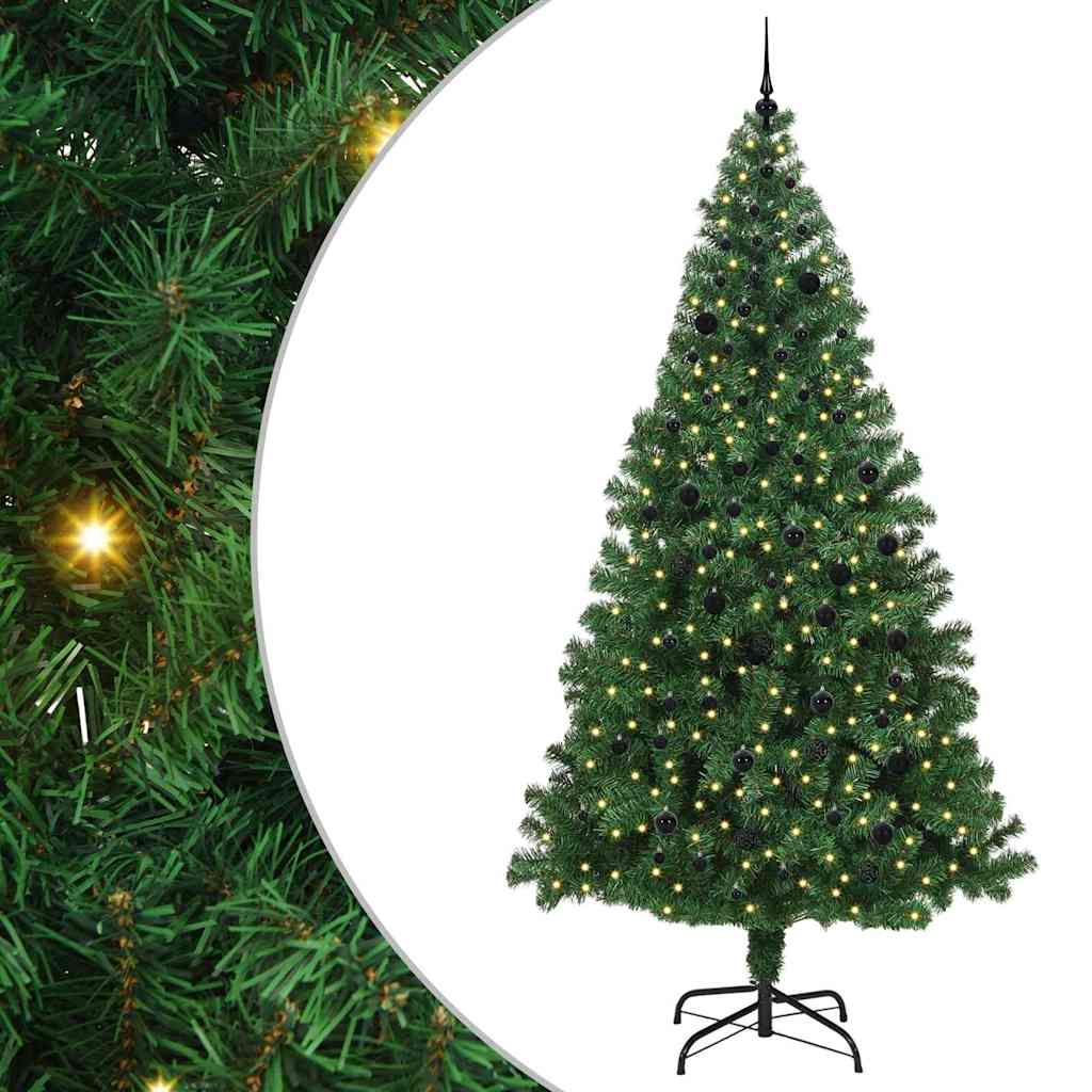 Mű karácsonyfa 300 LED-del Zöld 240 cm PVC és Acél és Műanyag