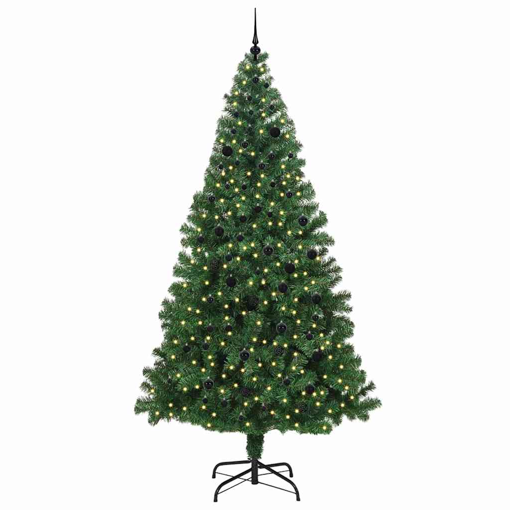 Mű karácsonyfa 300 LED-del Zöld 240 cm PVC és Acél és Műanyag