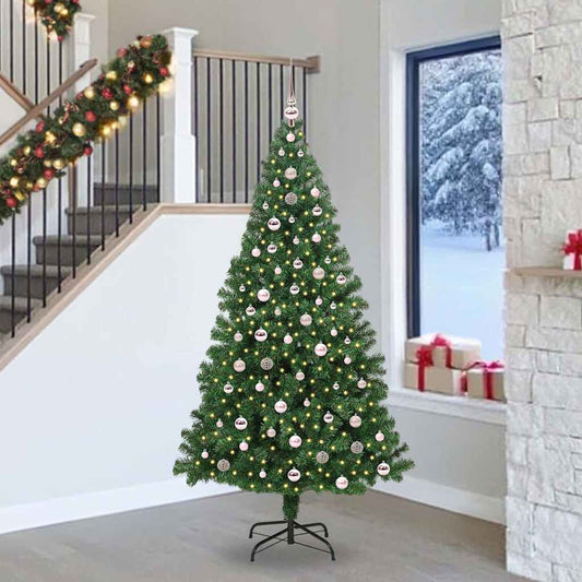 Mű karácsonyfa 300 LED-del Zöld 240 cm PVC és Acél és Műanyag