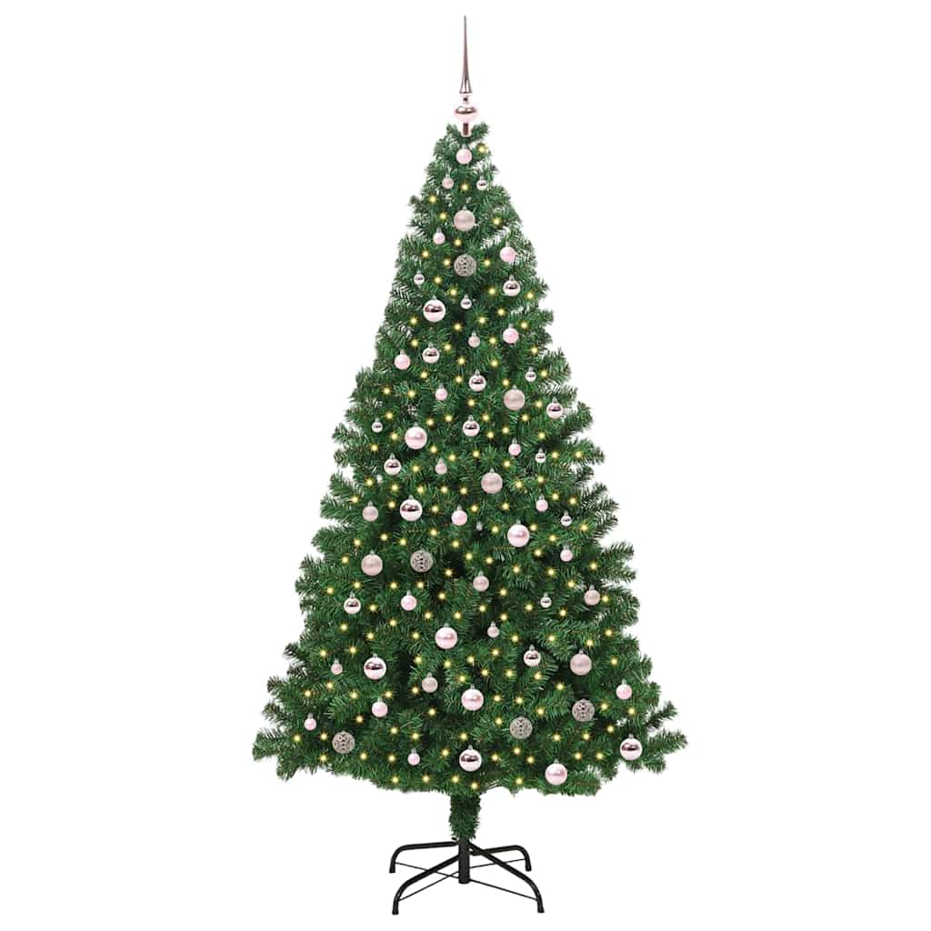 Mű karácsonyfa 300 LED-del Zöld 240 cm PVC és Acél és Műanyag