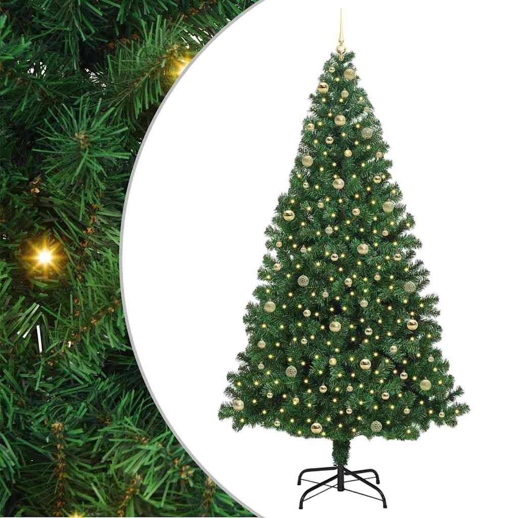 Mű karácsonyfa 300 LED-del Zöld 240 cm PVC és Acél és Műanyag