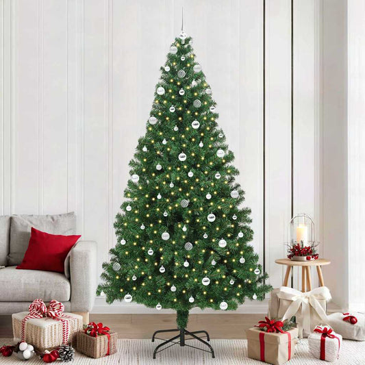 Mű karácsonyfa 300 LED-del Zöld 240 cm PVC és Acél és Műanyag