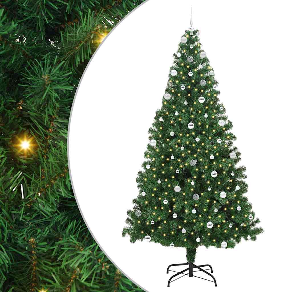 Mű karácsonyfa 300 LED-del Zöld 240 cm PVC és Acél és Műanyag