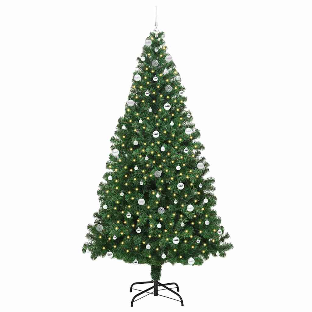 Mű karácsonyfa 300 LED-del Zöld 240 cm PVC és Acél és Műanyag