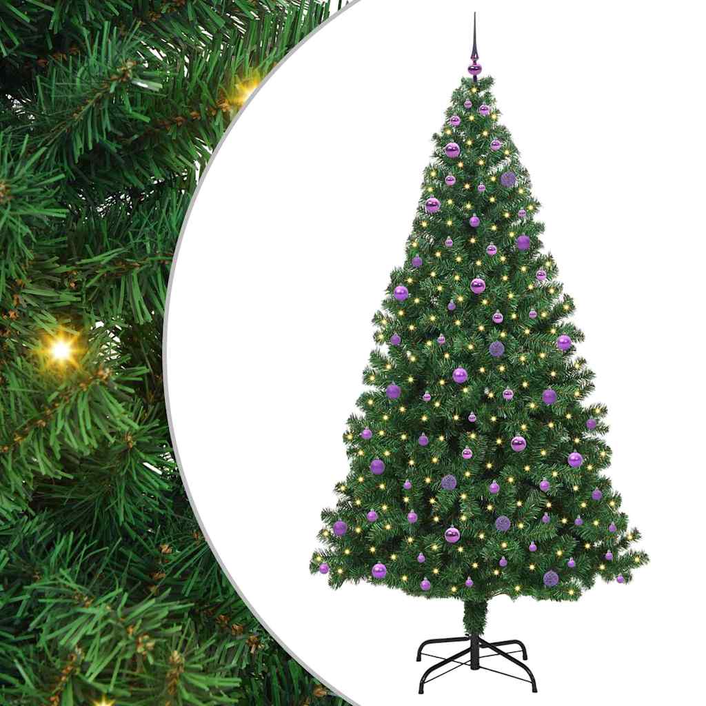Mű karácsonyfa 300 LED-del Zöld 240 cm PVC és Acél és Műanyag
