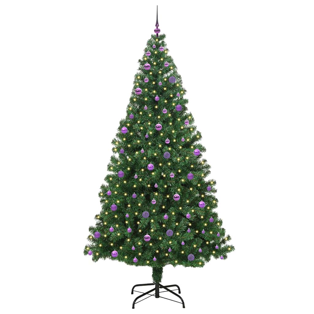Mű karácsonyfa 300 LED-del Zöld 240 cm PVC és Acél és Műanyag