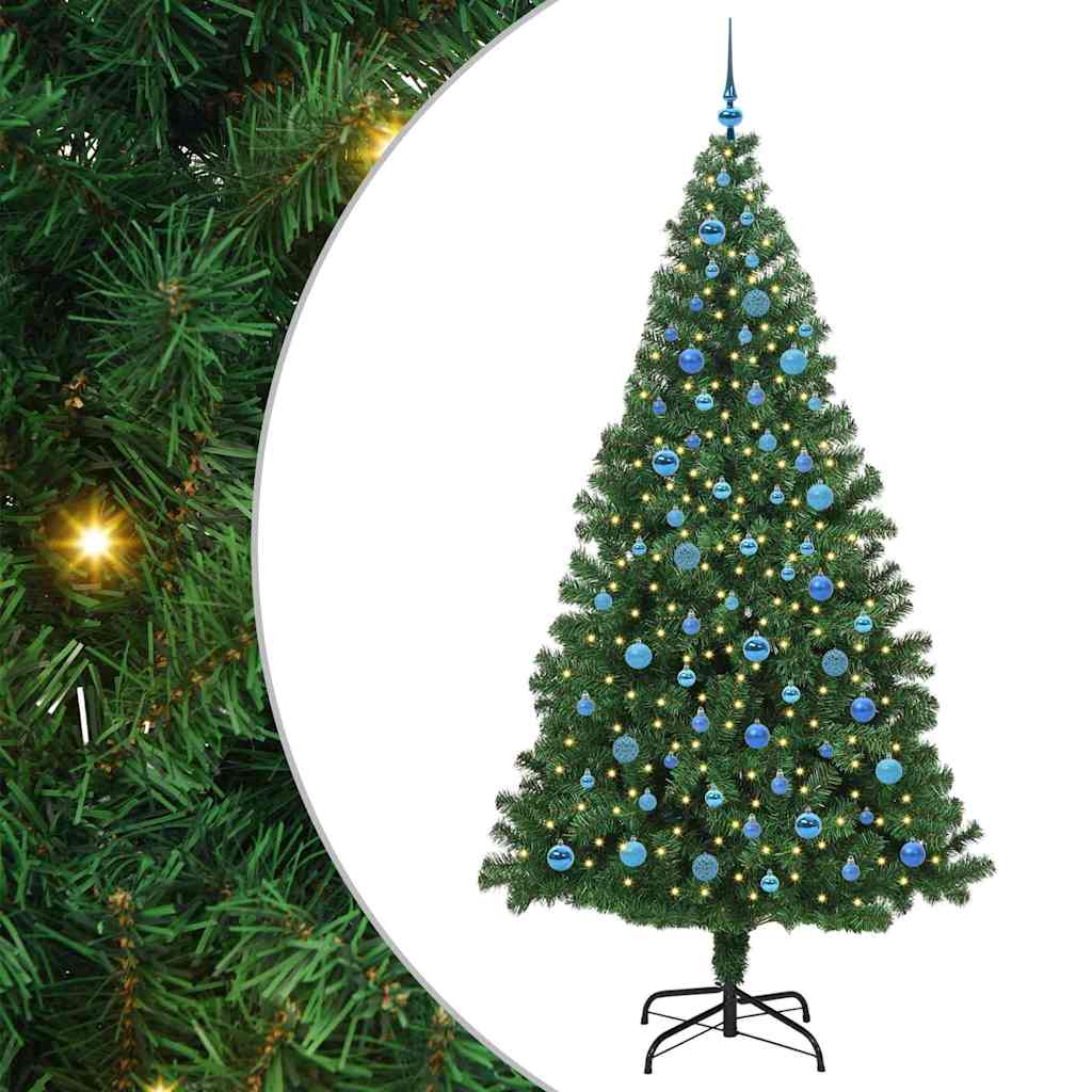 Mű karácsonyfa 300 LED-del Zöld 240 cm PVC és Acél és Műanyag