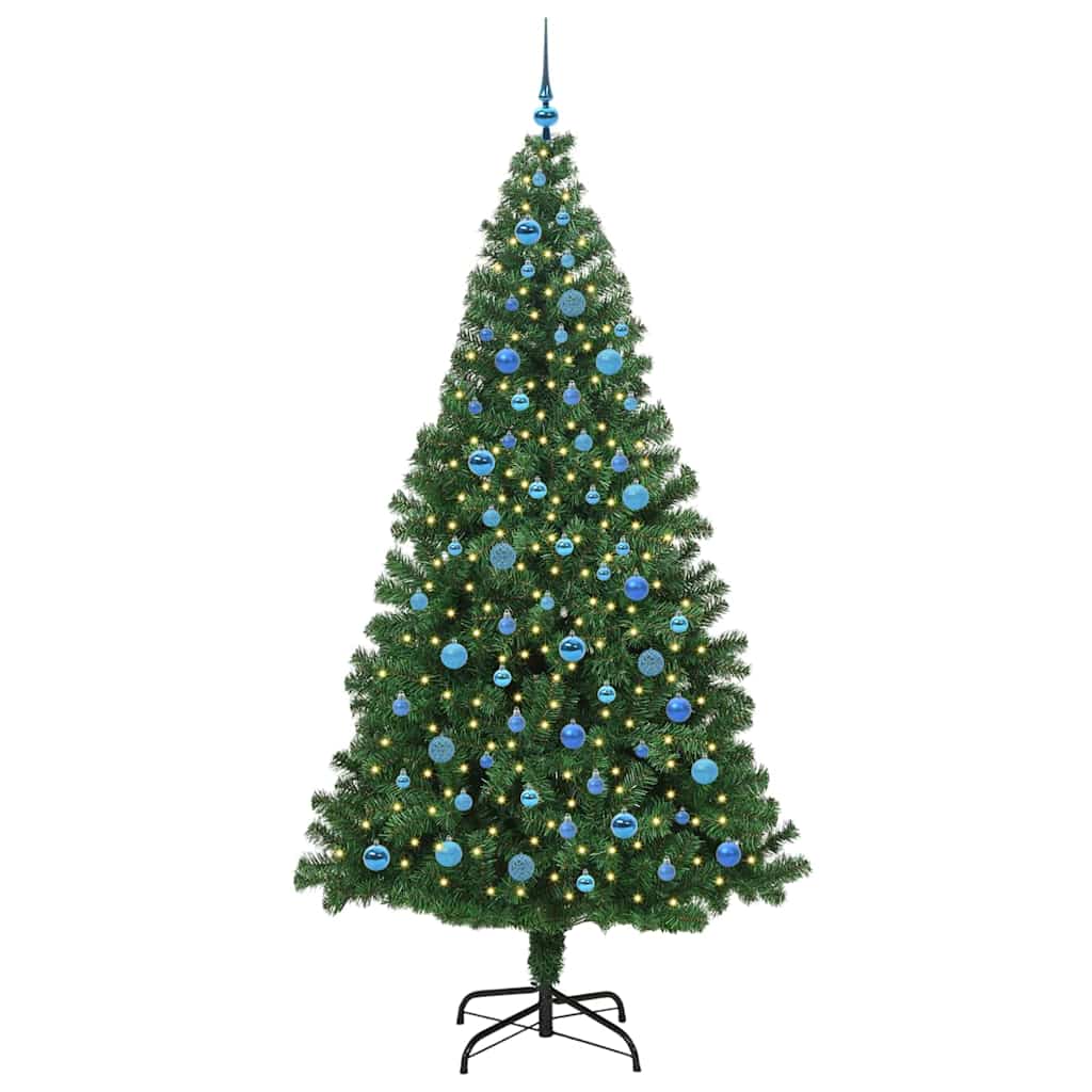 Mű karácsonyfa 300 LED-del Zöld 240 cm PVC és Acél és Műanyag