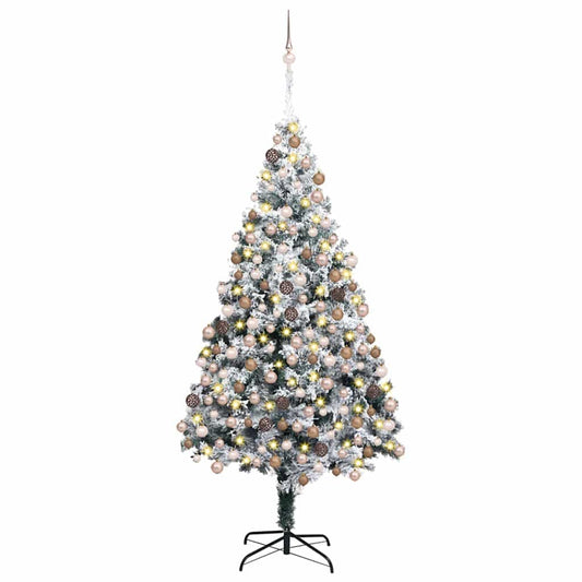 Mű karácsonyfa 300 LED-del Zöld 180 cm PVC és Acél és Műanyag