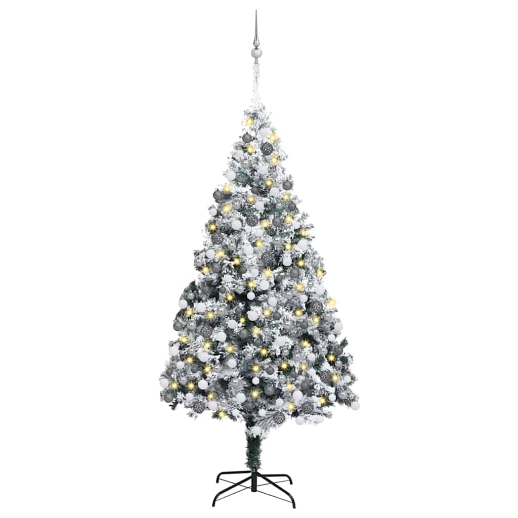 Mű karácsonyfa 300 LED-del Zöld 180 cm PVC és Acél és Műanyag