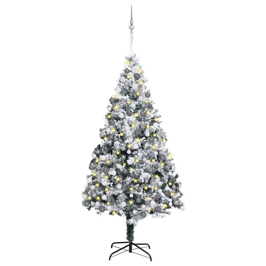 Mű karácsonyfa 300 LED-del Zöld 180 cm PVC és Acél és Műanyag