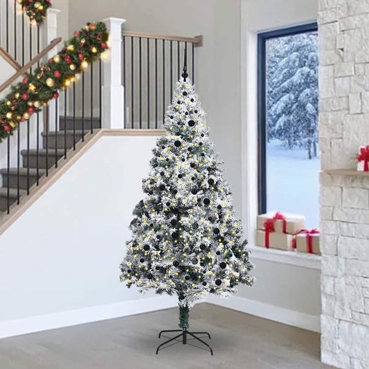 Mű karácsonyfa 300 LED-del Zöld 240 cm PVC és Acél és Műanyag