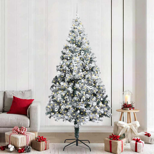 Mű karácsonyfa 300 LED-del Zöld 240 cm PVC és Acél és Műanyag