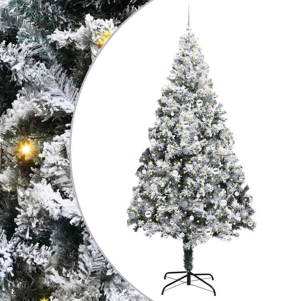 Mű karácsonyfa 300 LED-del Zöld 240 cm PVC és Acél és Műanyag