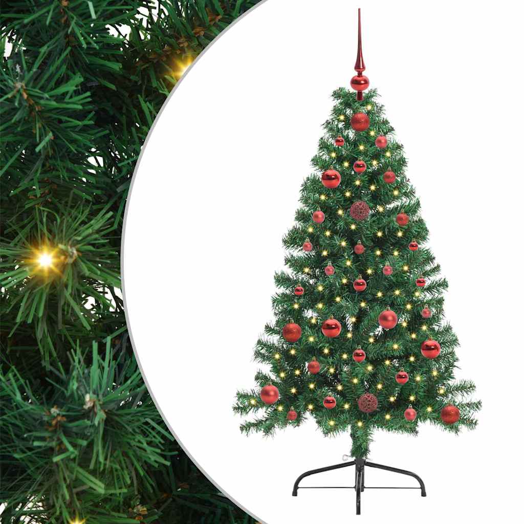 Mesterséges, előre világított karácsonyi fa Zöld 120 cm PVC