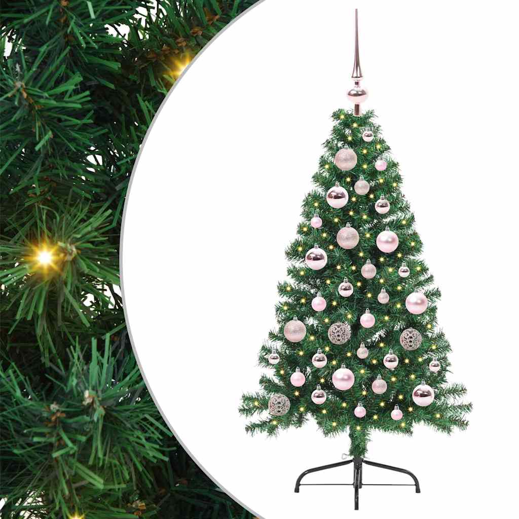 Mesterséges, előre világított karácsonyi fa Zöld 120 cm PVC