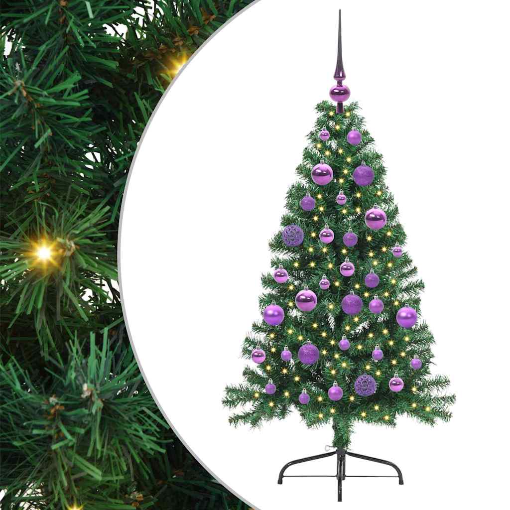 Műfenyő Elővilágított Karácsonyfa Zöld 120 cm PVC