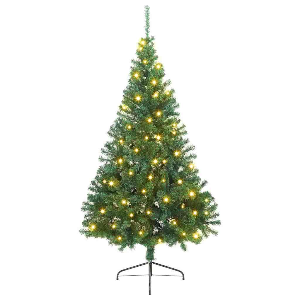 Műfenyő Elővilágított Karácsonyfa 300 LED-del Zöld 210 cm PVC