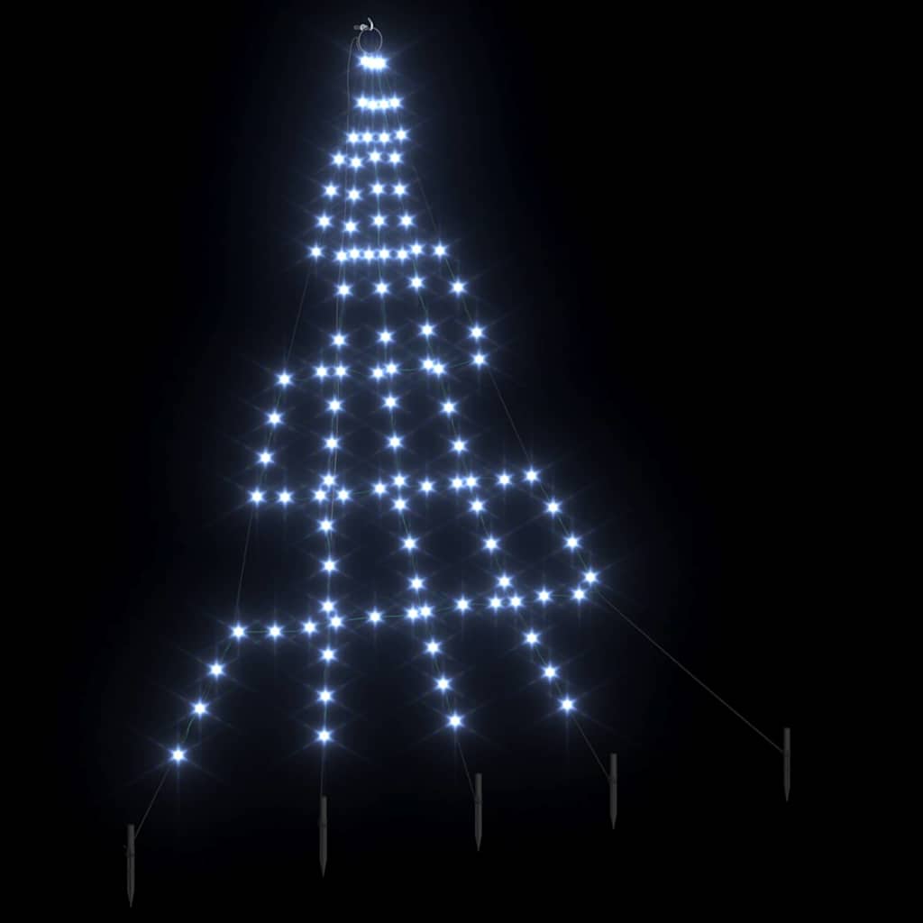 LED Karácsonyi Fenyő 112 LED-del Hideg fehér 182 cm Fém