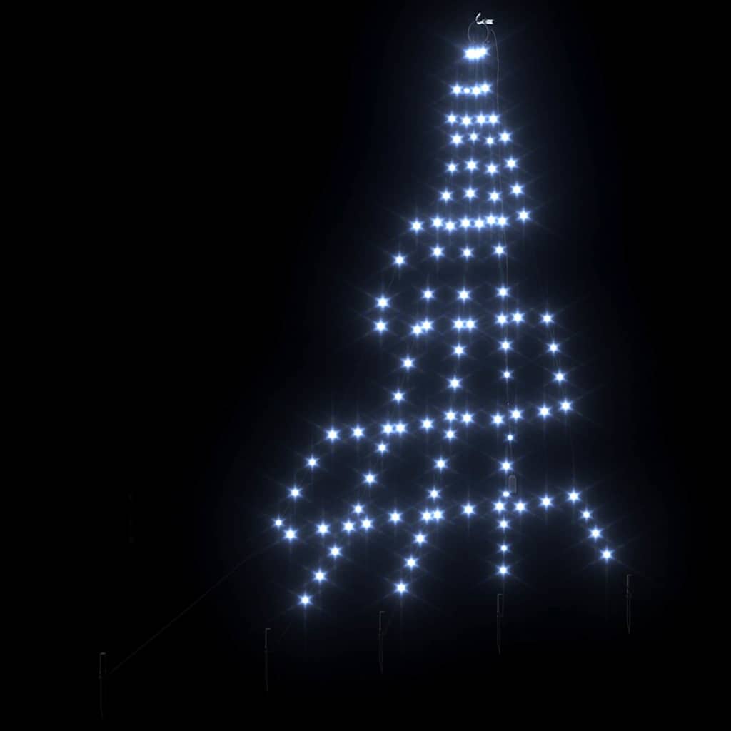 LED Karácsonyi Fenyő 112 LED-del Hideg fehér 182 cm Fém