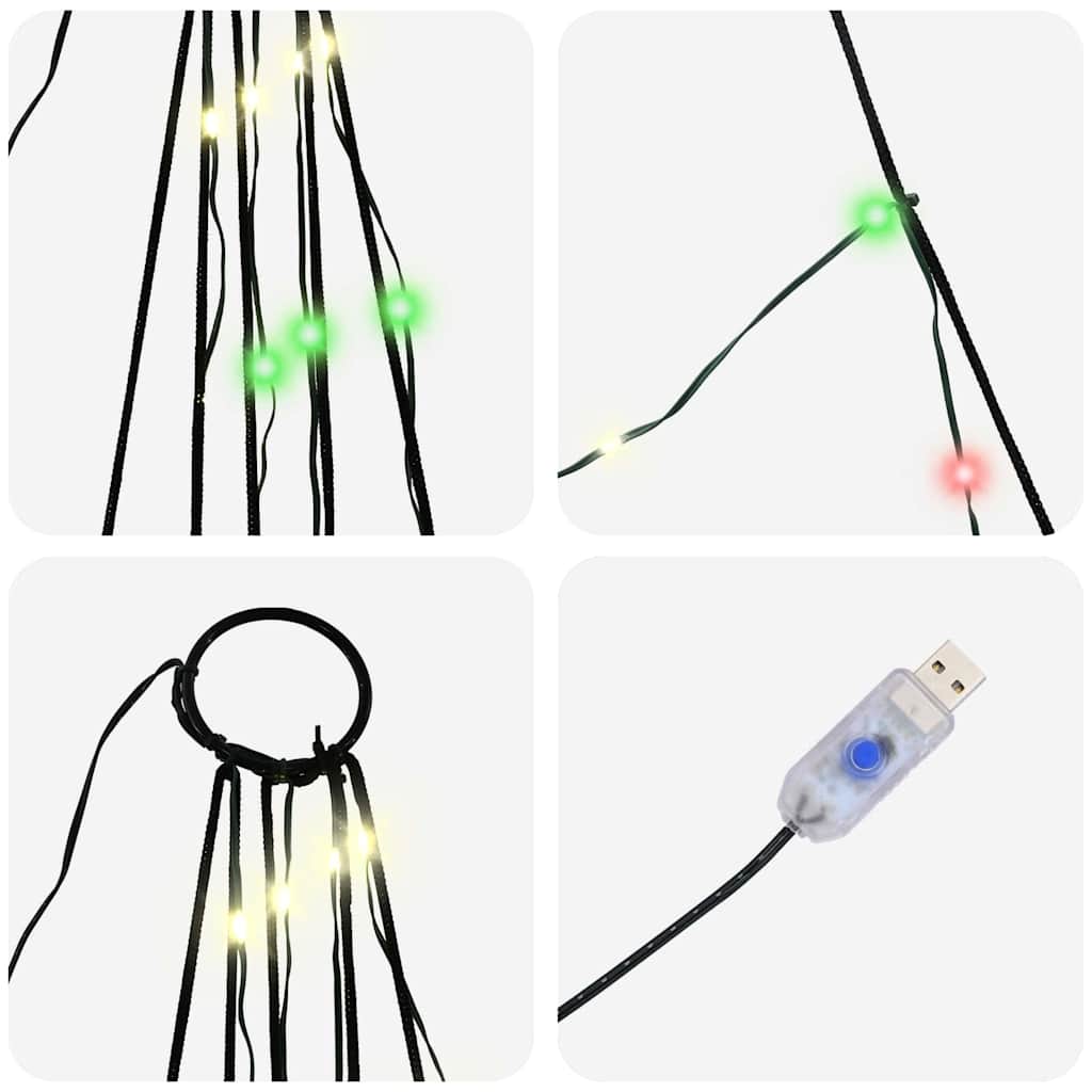 LED Karácsonyi Fenyő 112 LED-del Sokszínű 182 cm Fém